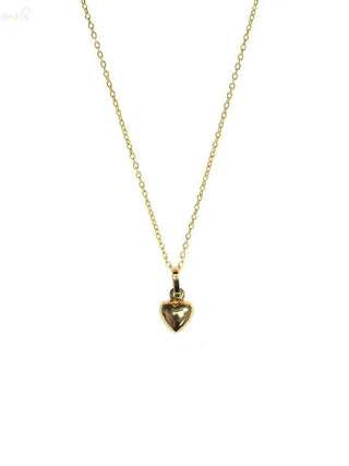 18K Solid Yellow Gold Tiny Puffy Polished Heart Pendant