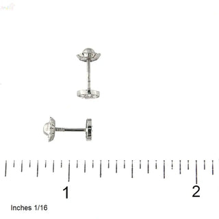 18K White Gold Circle Cluster Zirconia Screwback Earrings