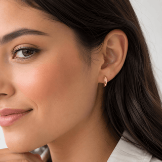 18K Solid Yellow Gold Polished Hinged Hoop Huggie Earrings