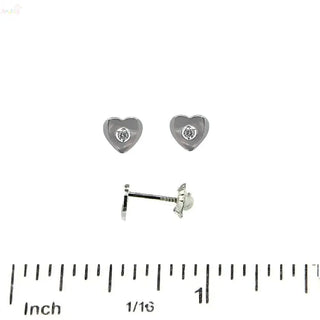 18Kt White Gold Zirconia Heart Covered Screwback Earring