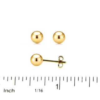 18K Solid Yellow Gold 6 mm Polished Ball Post Earrings 