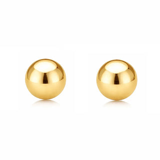 18K Solid Yellow Gold 6 mm Polished Ball Post Earrings 