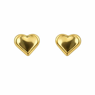 18K Solid Gold Small Heart Polished Screwback Earrings