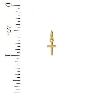 18K Solid Yellow Gold Tiny Flat Polished Cross Pendant