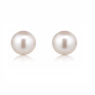 18K Solid Yellow Gold 7mm Cultivated Pearl Stud Post Earrings