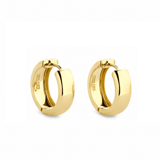 18K Solid Yellow Gold Polished Hinged Huggie Earrings
