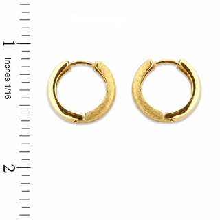 18K Gold Reversible Satin and Polished Hinged Hoop Earrings