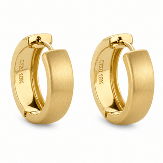 18K Gold Reversible Satin and Polished Hinged Hoop Earrings