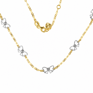 18K Solid Two-Toned Open Butterfly Diamond Cut Necklace