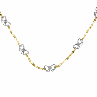 18K Solid Two-Toned Open Butterfly Diamond Cut Necklace
