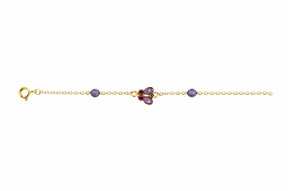 18K Gold Lavander Butterfly with Purple Stones Bracelet