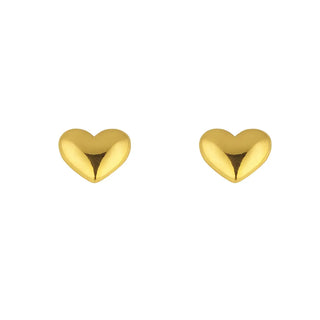 18K Solid Yellow Gold Small Polished Heart Post Earrings