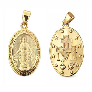 18K Solid Yellow Gold Medium Size Miraculous Medal pendant