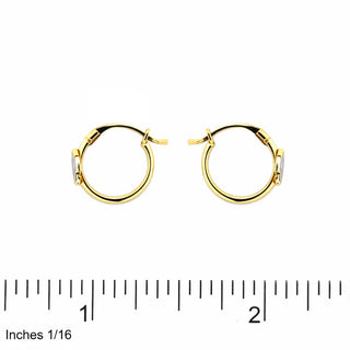18K Solid Yellow Gold Lavender Enamel Flower Hoop Earrings