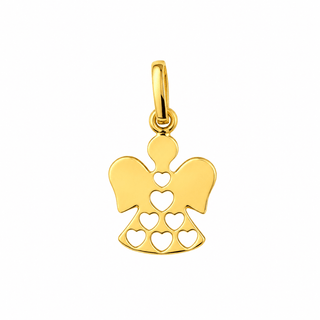 18K Solid Yellow Gold Polished Angel Charm Pendant