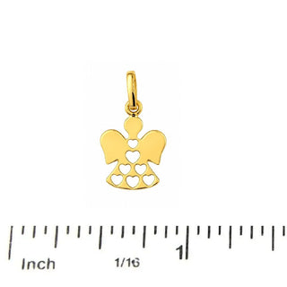 18K Solid Yellow Gold Polished Angel Charm Pendant with a ruler