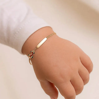 18K Yellow Gold Italian Red Enamel Racing Car ID Bracelet