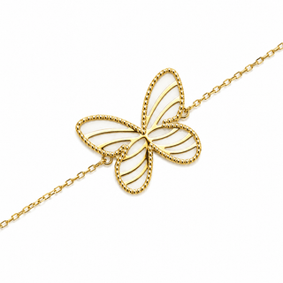 18K Solid Yellow Gold Open Large Butterfly Bracelet