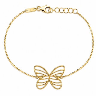 18K Solid Yellow Gold Open Large Butterfly Bracelet