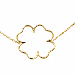18K Solid Yellow Gold Open Four-Leaf Clover Bracelet 7 Inch