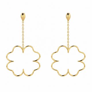 18K yellow gold open four-leaf clover dangle earrings