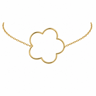 18K Solid Yellow Gold Center Large Open Flower Bracelet