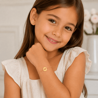 18K Solid Yellow Gold Cut-Out Butterfly Circle Bracelet