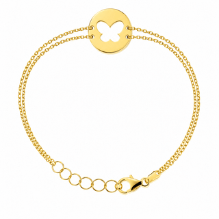 18K Solid Yellow Gold Cut-Out Butterfly Circle Bracelet