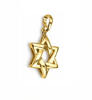 18K Solid Yellow Gold Interwoven Star of David Pendant