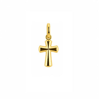18k Solid Yellow Gold Tiny Classic Polished Cross Pendant