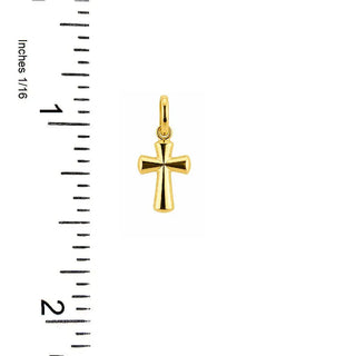 18k Solid Yellow Gold Tiny Classic Polished Cross Pendant