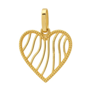 18K Solid Yellow Gold Open Strips Design Heart Pendant 
