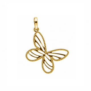18K Yellow Gold Modern Filigree Design Butterfly Pendant