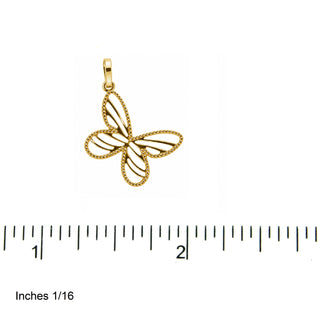 18K Yellow Gold Modern Filigree Design Butterfly Pendant