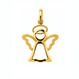 18K Solid Yellow Gold Modern Open Polished Angel Pendant