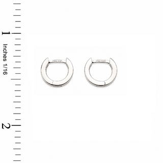 18K Solid White Gold Small Square Tube Hinged Hoop Earrings