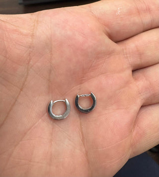 18K Solid White Gold Small Square Tube Hinged Hoop Earrings