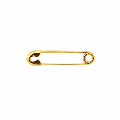 18K Solid Yellow Gold Polished Safety Pin – 1 Inch Long