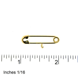 18K Solid Yellow Gold Safety Pin with Center Ring 1 Inch