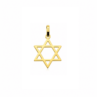 18K Solid Yellow Gold Small Open Star David Small Pendant