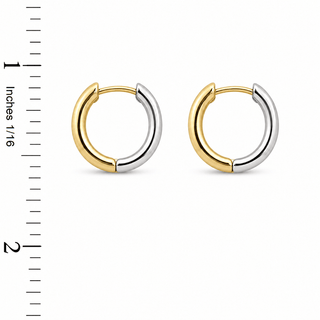 18K Two Tone Gold Small Smooth Contour Huggie Earrings