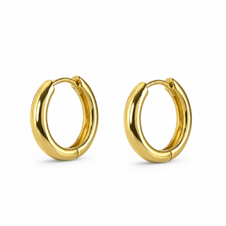 18K Yellow Gold Small Smooth Contour Hinged Hoop Earrings 