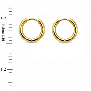 18K Yellow Gold Small Smooth Contour Hinged Hoop Earrings 
