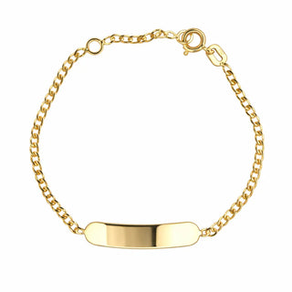 18K Solid Yellow Gold Curb Link Chain Baby ID Bracelet