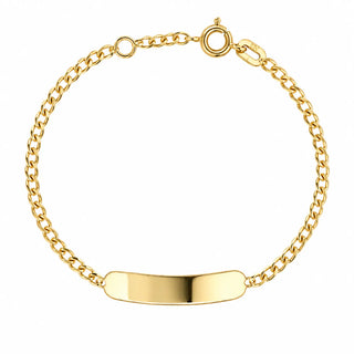 18K Solid Yellow Gold Curb Link Chain Baby ID Bracelet