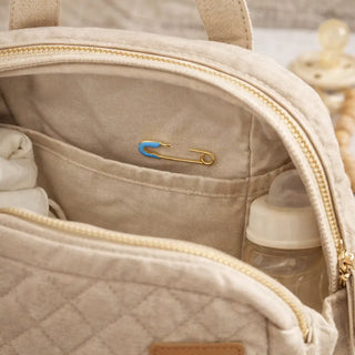 18K Solid Yellow Gold Blue Head Enamel Baby Safety Pin