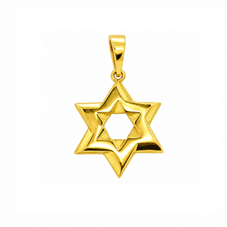 18K Solid Yellow Gold Polished Star of David Pendant