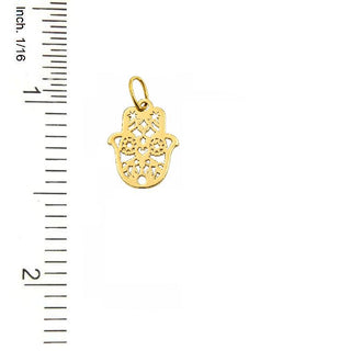 18K Solid Yellow Gold Small Polished Cut-Out Hamsa Pendant