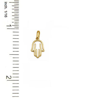 18K Solid Yellow Gold Small Modern Open Hamsa Pendant