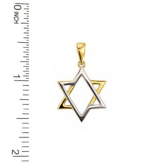 18K Two-Tone Gold Polished Two-Piece Star of David Pendant